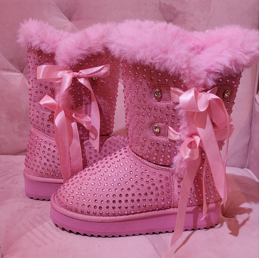 SugarThrills pink bedazzled boots